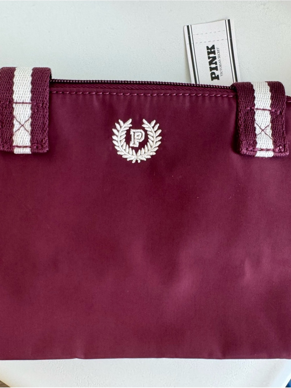 PINK Victoria's Secret Maroon Tote with White Trim